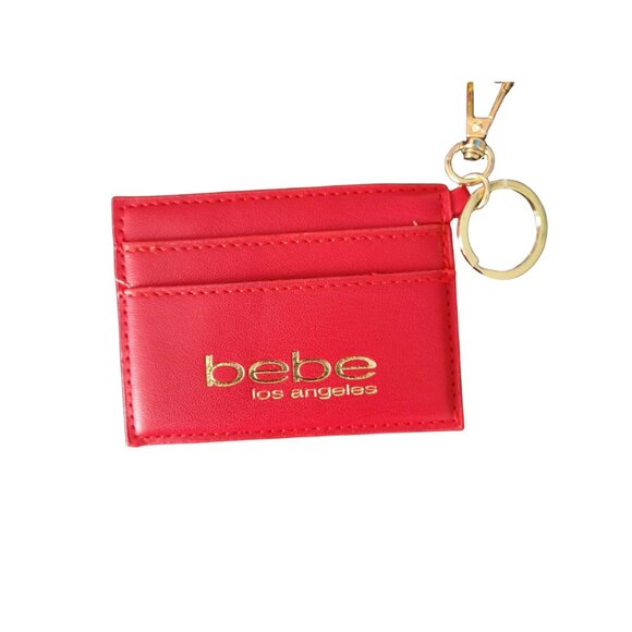 Bebe Quilted Red Zip Wallet & Card Holder Wristlet Set New - Picture 4 of 6